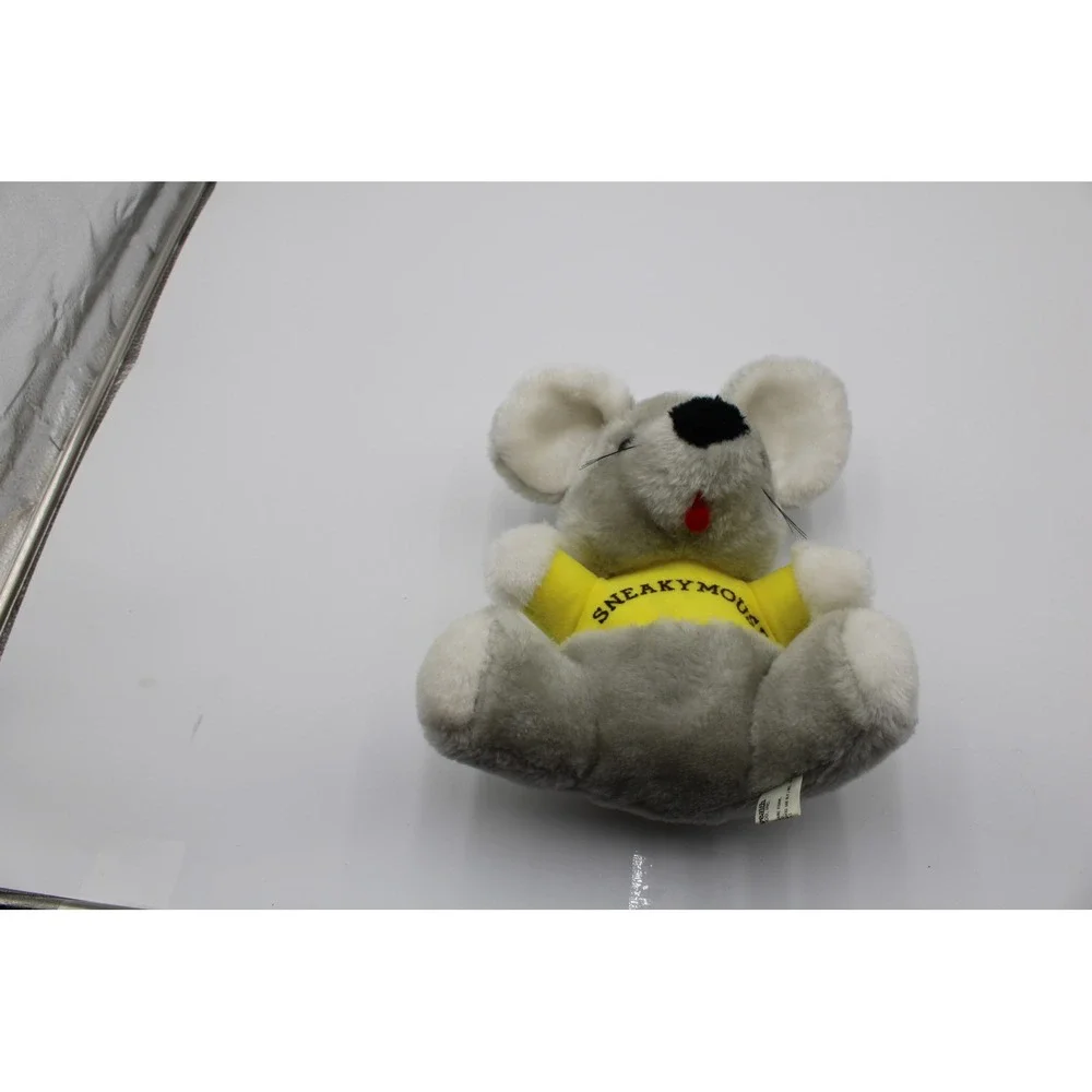 Commonwealth Sneaky Mouse Plush Gray Yellow Shirt Vintage Stuffed Animal Toy